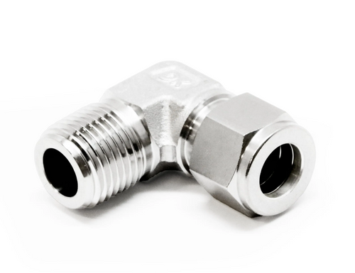 Stainless 1-1/4" Tube x 1-1/4" MNPT Elbow #DLM-20-20N-S Stainless 1-1/4" Tube x 1-1/4" MNPT Elbow #DLM-20-20N-S