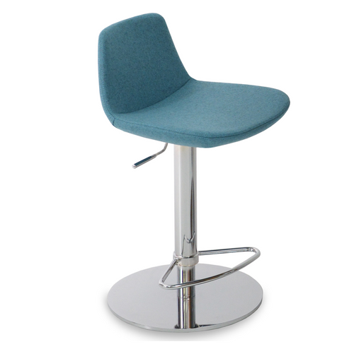 Pera Piston Stool - Turquoise Camira Wool
