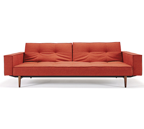 Split Back Deluxe Red Sofa Bed with Arms