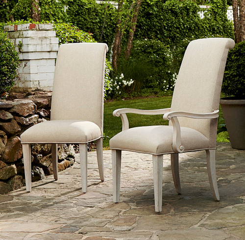 California Rustic White Oak Parson Dining Arm Chair