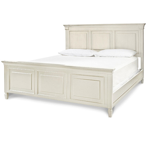 Country-Chic Wood White King Panel Bed Frame