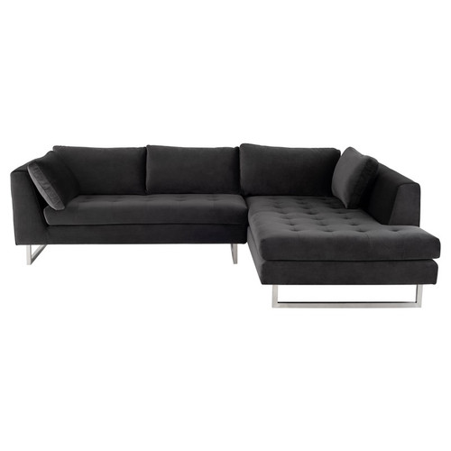 Janis Shadow Grey Velvet Tufted Sectional Sofa 105",HGSC531