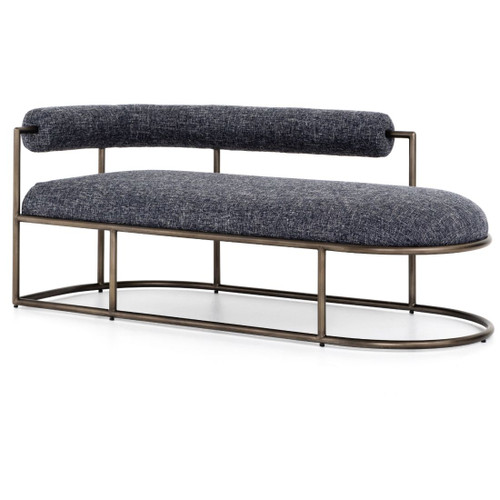 Bettie Navy Blue Fabric Curved Retro Chaise