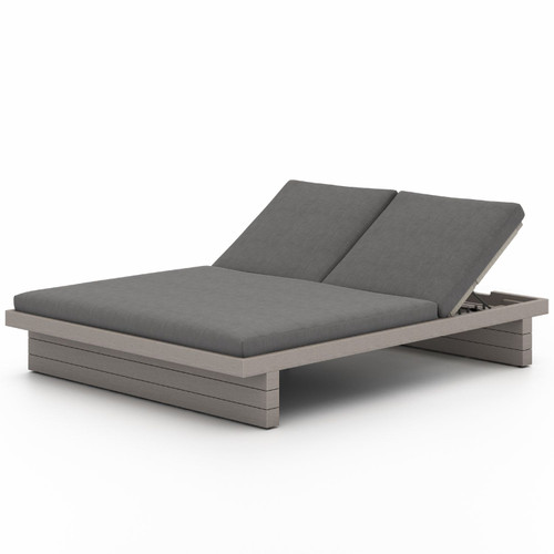 Leroy Weathered Grey Outdoor Double Chaise