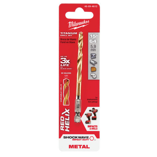 Milwaukee 48-89-4612 15/64" Titanium Shockwave Drill Bit