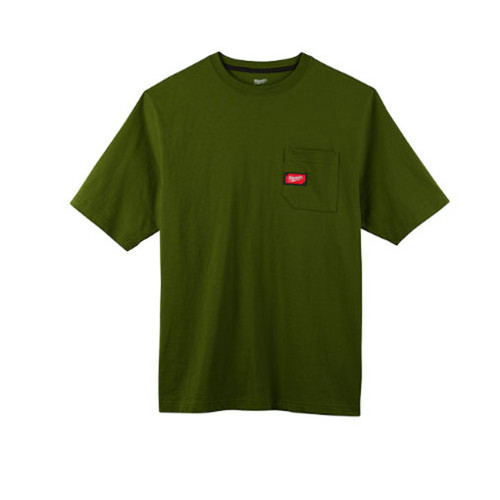 Milwaukee 601OG-L Heavy Duty Pocket T-Shirt 601, Short Sleeve, Olive Green, L