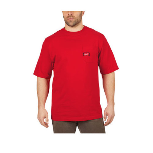 Milwaukee 601R-2X Heavy Duty Pocket T-Shirt (601), Short Sleeve, Red, 2X