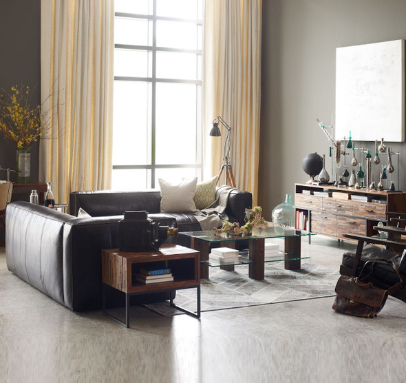 Nolita Saddle Black Leather Modular Sectional Sofa