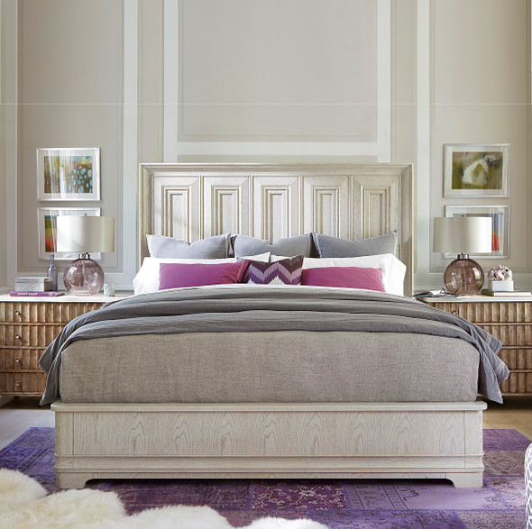 California Rustic White Oak King Panel Bed, Malibu