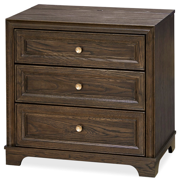 California Rustic Oak 3 Drawers Nightstand