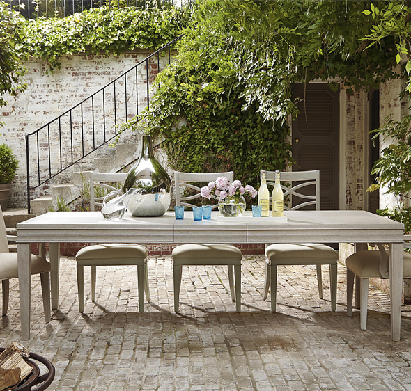 California Rustic White Oak Extending Dining Table 114"