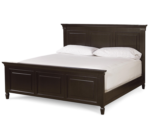 Country-Chic Maple Wood Black King Panel Bed Frame