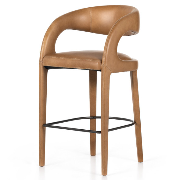 Four Hands Hawkins Modern Leather Upholstered Bar Stools