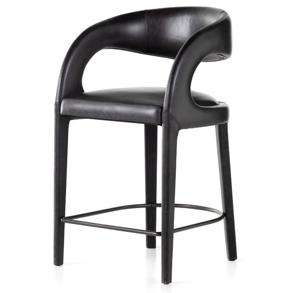 Four Hands Hawkins Modern Leather Upholstered Counter Stools