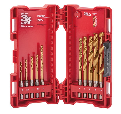 Milwaukee 48-89-4859 10-Piece Metric Titanium SHOCKWAVE Red Helix Drill Bit Kit