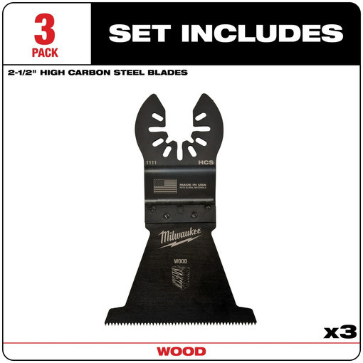 Milwaukee 49-25-1113 MILWAUKEE® OPEN-LOK 2-1/2" HCS WOOD BLADES 3PK