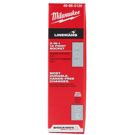 Milwaukee 49-66-5120 Shockwave Lineman's 12PT 7/16" & 5/8" 2-in-1 Socket