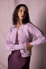 Freya Floral Embroidered Cardigan - Lilac