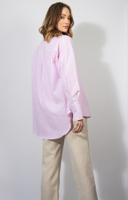 Brooke Shirt in Pink & White Stripe