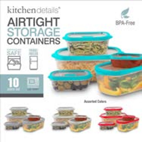 Clear Rectangle Food Storage Set 10pc Asst Colors