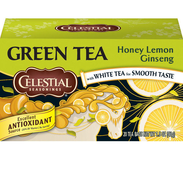 Celestial Seasonings Green Tea Bags, Honey Lemon Ginseng, 20 Tea Bags