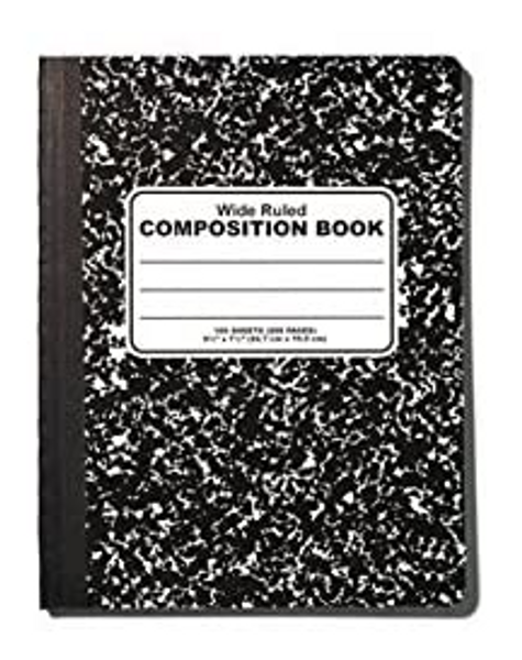 Schooltastic Sewn Composition Book, Black and White Marble, Wide Rule, 100 Sheets