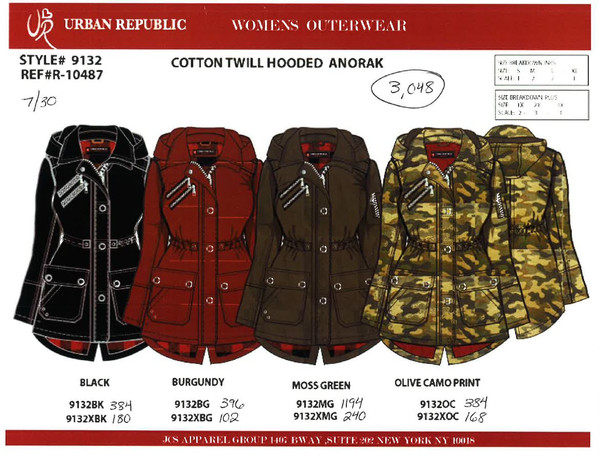 Ladies Ctn Twill Anorak Jacket w/Hd-Plain Ln BLACK