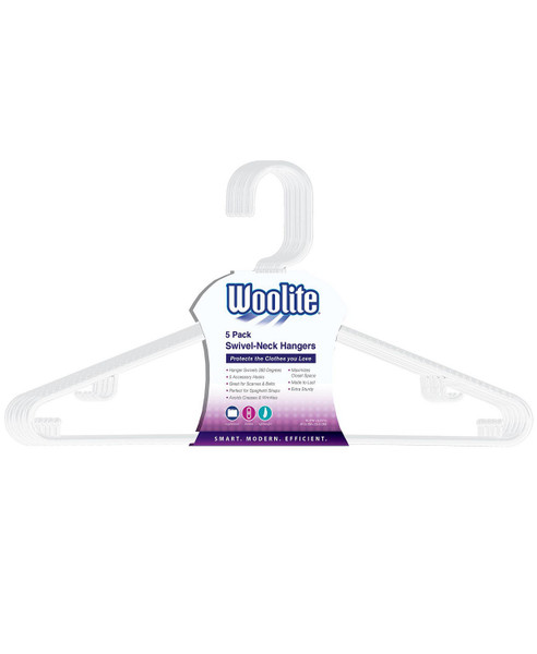 Swivel Hanger Woolite Hook White 5pk 