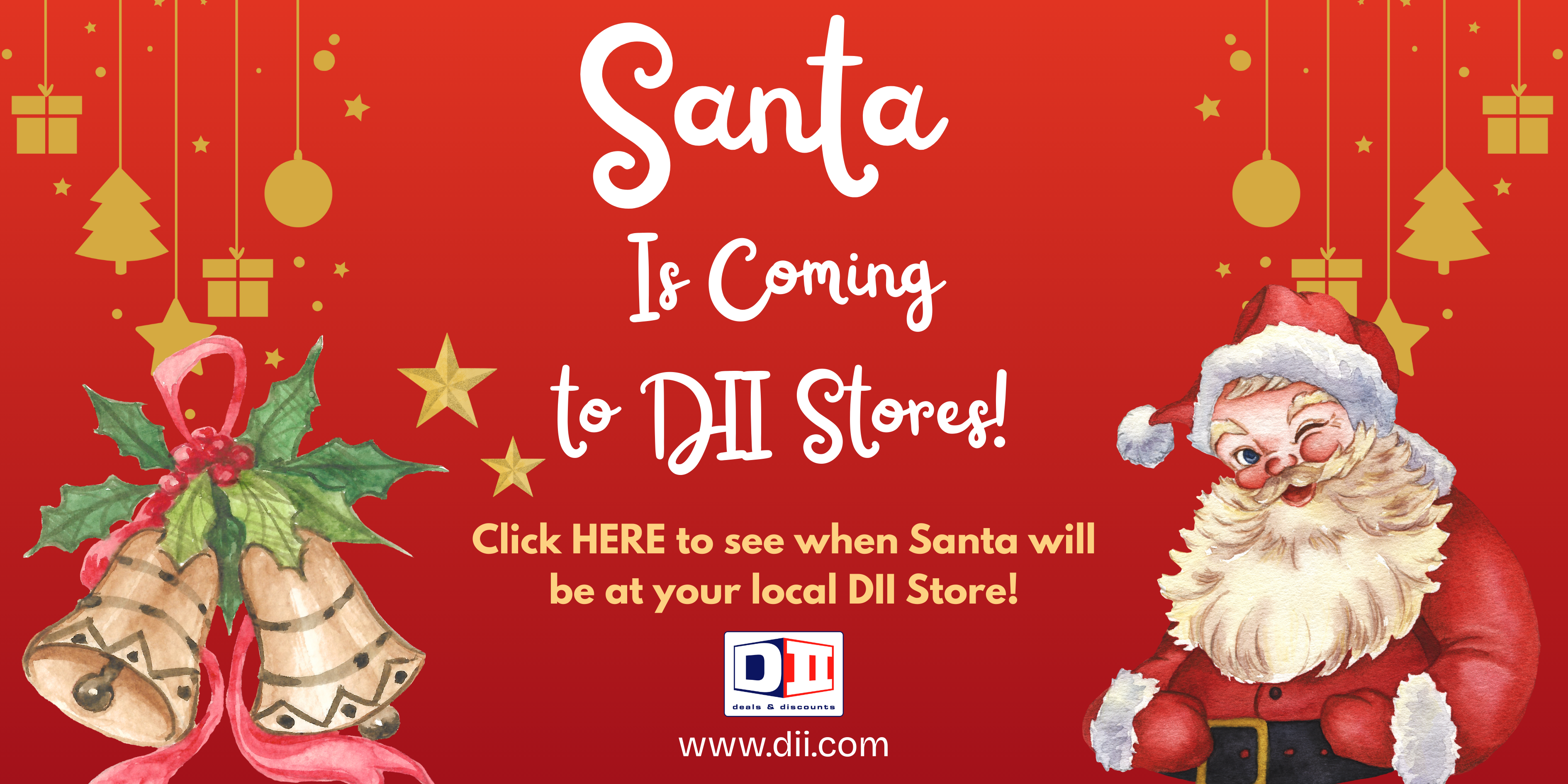 Upcoming Santa Event Schedule at DII Stores!  