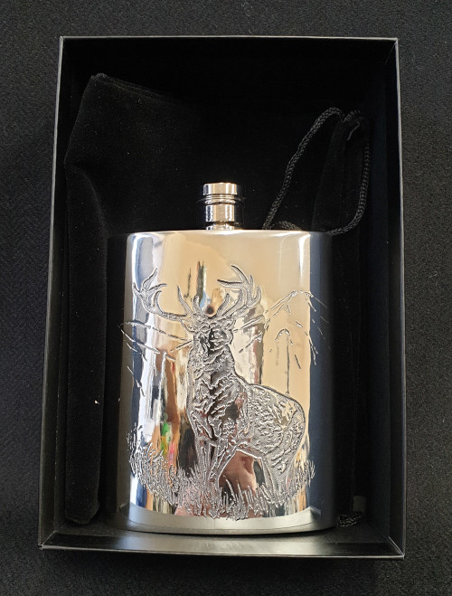 Stag 6 Ounce Pewter Flask