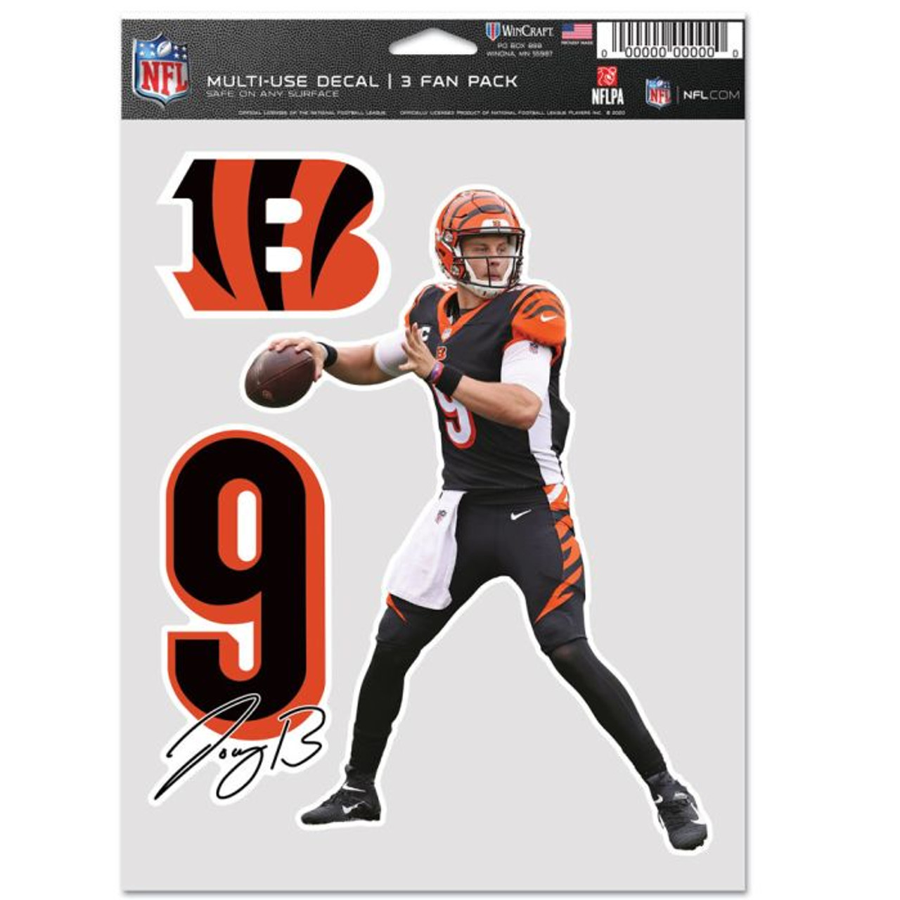Cincinnati Bengals Joe Burrow 3Pack MultiUse Decals