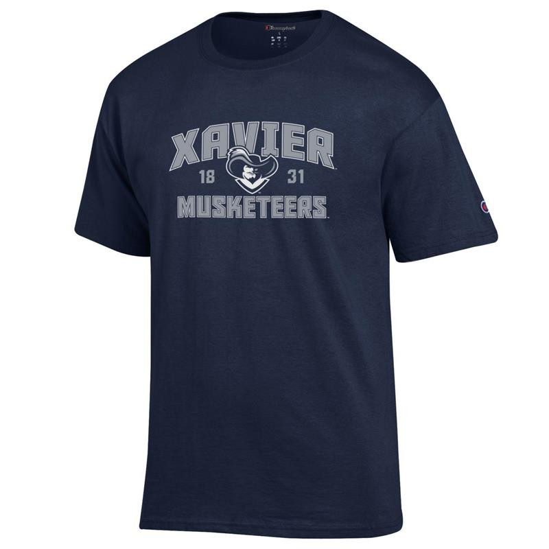 Xavier Musketeers Champion Arched Mascot Logo Navy T-Shirt