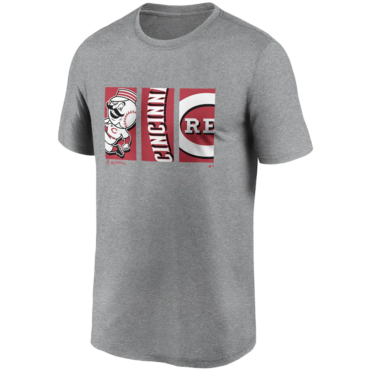 Cincinnati Reds Gray Youth Tryptich Logo Legend Performance T-Shirt