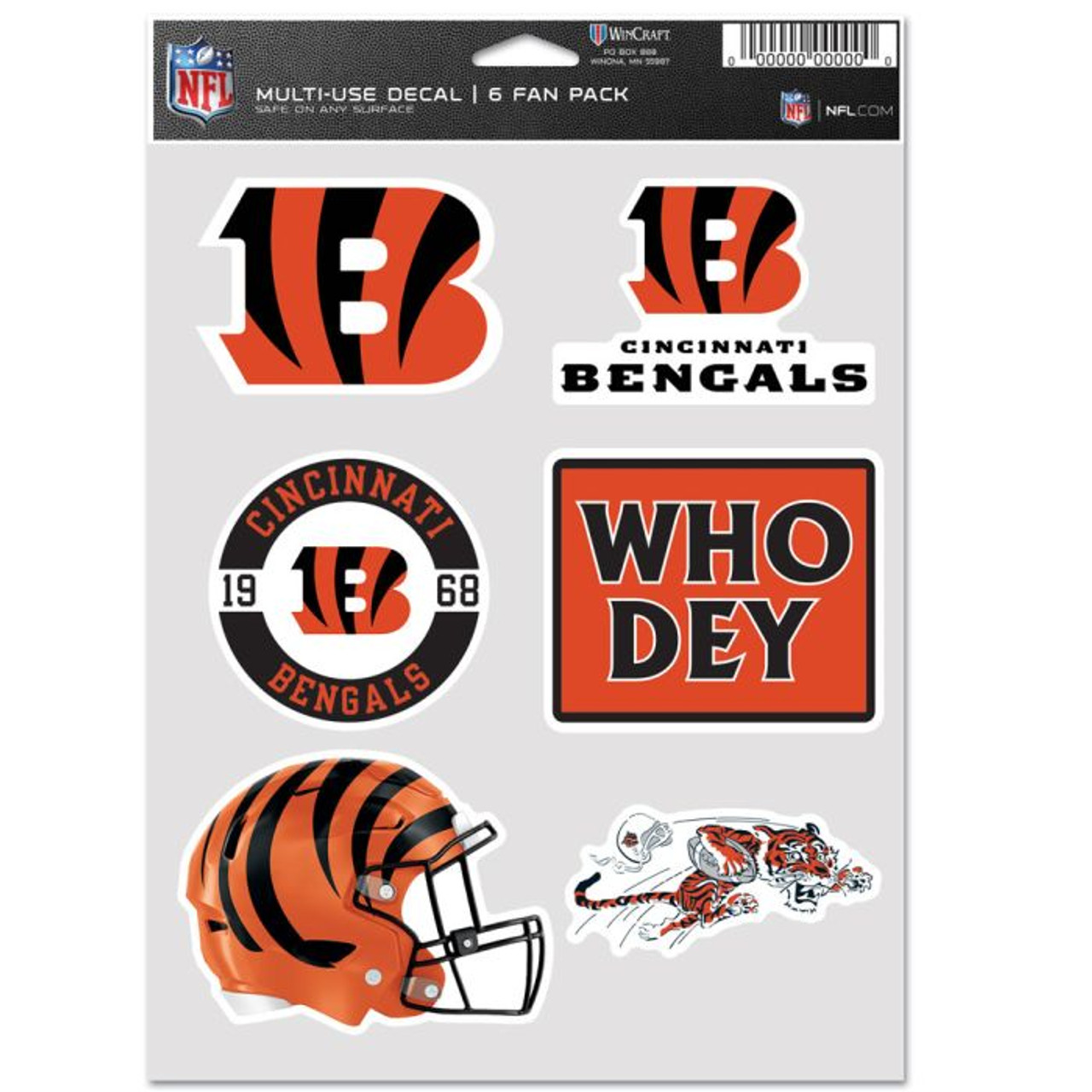 Cincinnati Bengals 6-Pack Multi-Use Decals