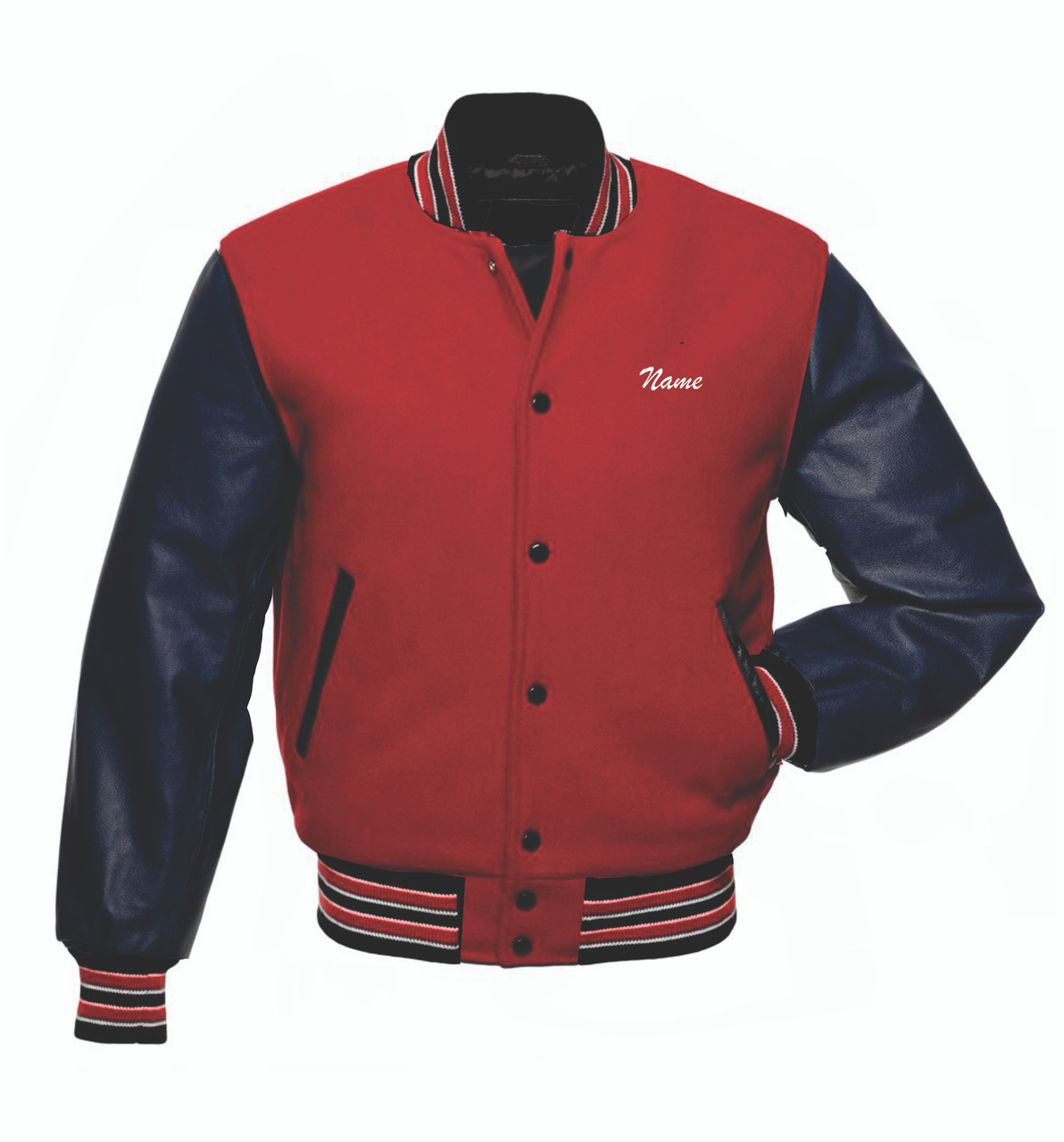 MLB Boston Red Sox Red and Blue Letterman Varsity Jacket with Leather  Sleeves