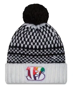 New Era Cincinnati Bengals White 2023 Crucial Catch W Cuff Pom Womens Knit Hat