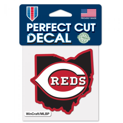 Cincinnati Reds State Shape 4"x4" Perfect Cut Color Decal