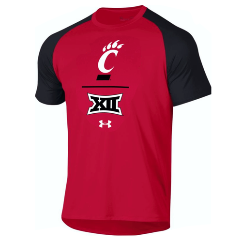 Cincinnati Bearcats Under Armour BIG 12 Red/Black Raglan Short Sleeve Tech Tee