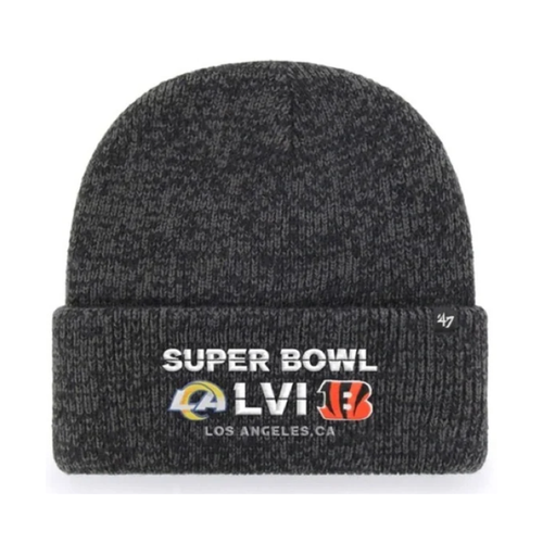 47 Brand Black Cincinnati Bengals vs. Los Angeles Rams Super Bowl LVI Matchup Brain Freeze Cuffed Knit Hat