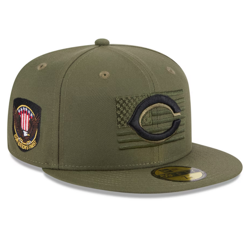 Cincinnati Reds New Era Green 2023 Armed Forces Day On-Field 59FIFTY Fitted Hat