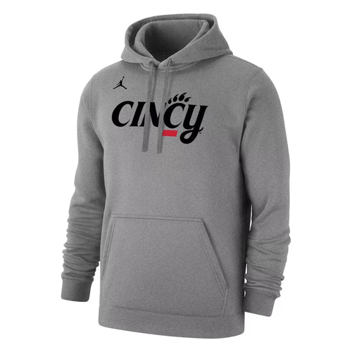 Cincinnati Bearcats Jordan Brand Heather Grey Cincy Logo Club Fleece Pullover Hoodie