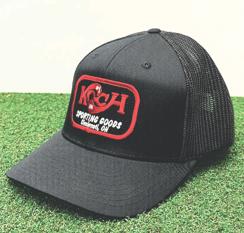 Koch Sporting Goods Black Adjustable Trucker Hat with Black/Red Vintage Logo