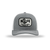 Koch Sporting Goods Heather Grey/White Split Adjustable Trucker Hat with White/Black Vintage Logo