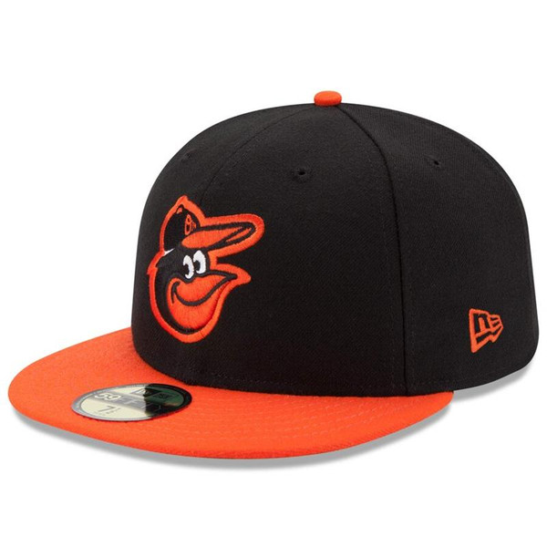 Baltimore Orioles New Era Black/Orange Road Authentic Collection On-Field 59FIFTY Fitted Hat