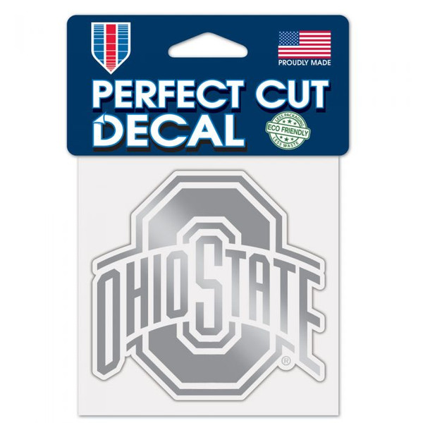 Ohio State Buckeyes Silver Metallic 4"x4" Perfect Cut Decal
