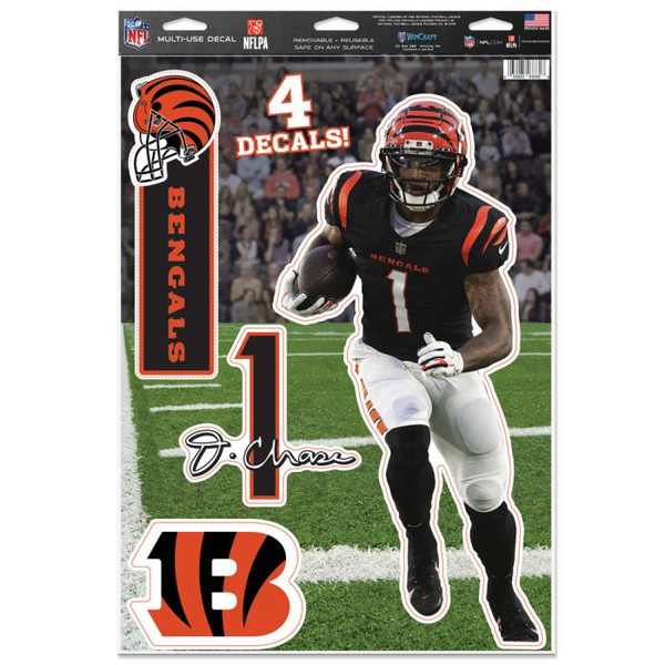 Cincinnati Bengals Ja'Marr Chase 11" x 17" Multi-Use Decal Set