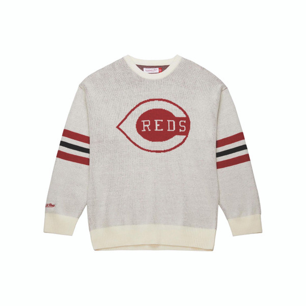 Cincinnati Reds Mitchell & Ness Cream Retro Knit Sweater