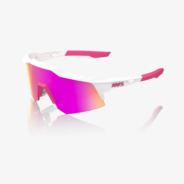 100% Speedcraft XS Sunglasses - Matte White-Pink/HiPER® Vital Pink