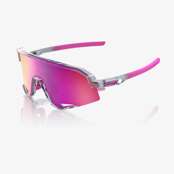 100% Slendale Sunglasses - Polished Translucent Grey/Purple Multilayer Mirror Lens