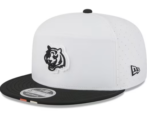 New Era Cincinnati Bengals White 2025 Training Camp 9FIFTY Split Panel Mens Snapback Hat